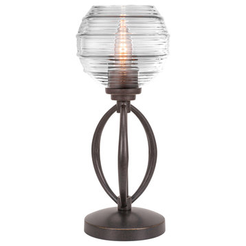 Marquise Accent Lamp In Dark Granite Finish With 6" Clear Ribbed Glass