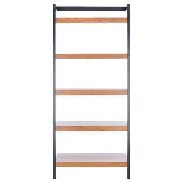 Rhett 5 Tier Leaning Etagere/ Bookcase Natural/ Charcoal