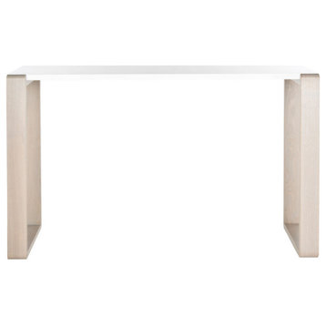 Manalo Mid Century Scandinavian Lacquer Console Table, White/Gray