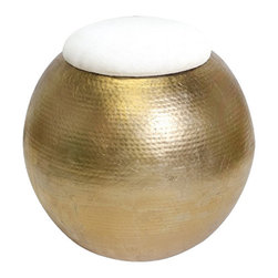 Worlds Away - Worlds Away Tabouret Stool - White - Accent And Garden Stools