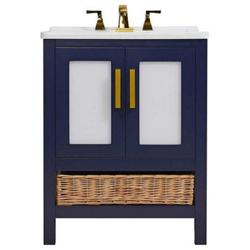 Stufurhome Rhodes 27 in. x 34 in. Blue Engineered Wood Laundry Sink with Basket