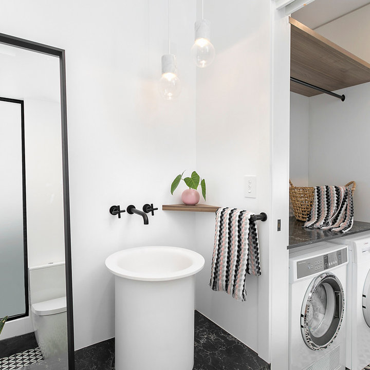 75 Beautiful Powder Room Laundry Combo Home Design Ideas & Designs