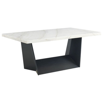 The Picket House Furnishings Dillon Standard Height Marble Table in White