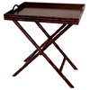 Portable Rosewood Tea Tray w Trestle Stand