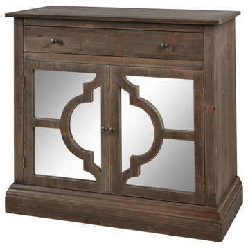 Milton 2 Drawer and 2 Mirrored Door Wood Chest 34"H36"Wx13"D