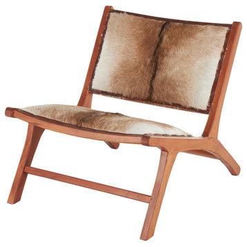 Rustic Brown Teak Wood Accent Chair Set 37794