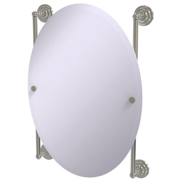 Que New Oval Frameless Rail Mounted Mirror, Satin Nickel