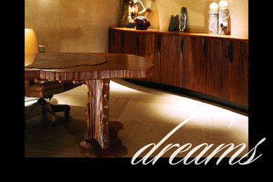 Example of an eclectic home office design in Other