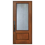 Knockety - 3/4 Lite Fiberglass Door, Rain Glass, Right Hand Inswing - Comes in GunStock finish