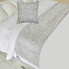 Silver Jacquard Queen 74"x18" Bed Runner WITH One Pillow Cover- Ethereal Silver