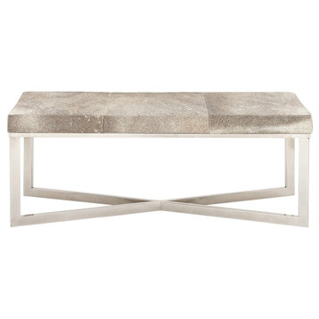 Contemporary Gray Leather Bench 59658