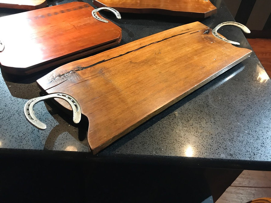 Tray # 18023 Reclaimed Walnut and Reclaimed Horse Shoes