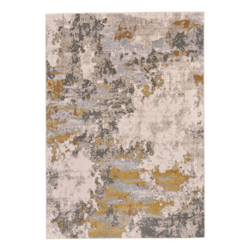Weave & Wander Vanhorn Metallic Abstract Rug, Gray/Gold, 5'x8'
