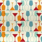 "Wine and Martini Glass Pattern" Print, 12"x18"