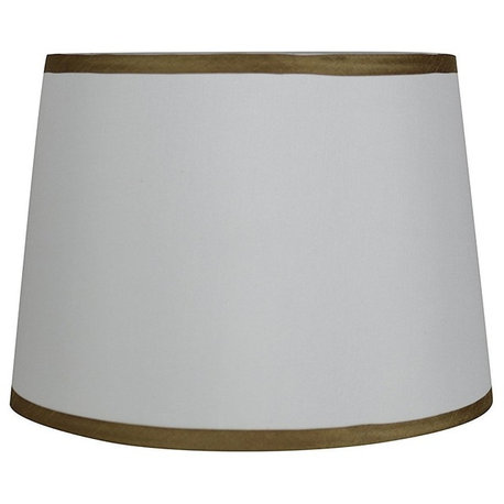 Silk French Drum With Trim, Off White, Gold, 14"