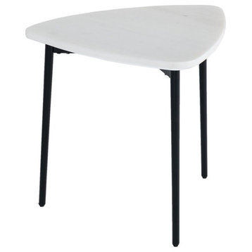 Modrest Andros Contemporary Metal & Marble End Table in Black/White