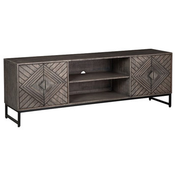 Ashley Furniture Treybrook Wood Accent Cabinet in Distressed Gray & Black