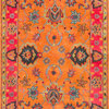 Hand-Tufted Bohemian Vibrant Floral Wool Rug, Orange, 8'x10' Oval
