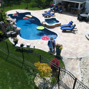 Ella (Scabos) Travertine Paver and Silver Travertine Pool Coping Project