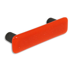 CKP - Art Glass Pull, Orange, Oil-Rubbed Bronze Base - Cabinet And Drawer Handle Pulls