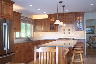 Beaded Inset Cherry Kitchen  w/Paneled Ends & Brown Glazing