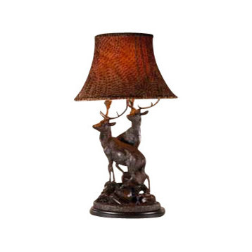 Grand Stags Lamp, Burlwood, Pheasant Feather
