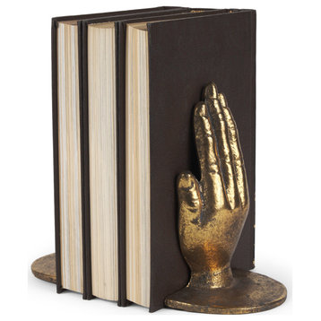 Praying Hands Gold Cast Iron Book Ends