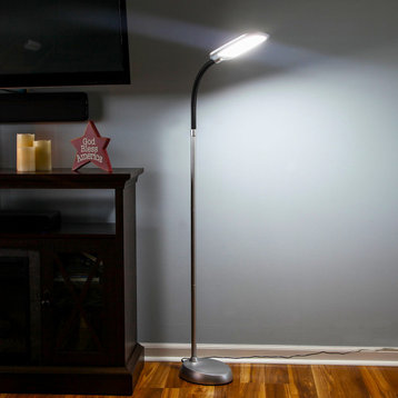Brightech Litespan LED Bright Reading and Craft Floor Lamp - Modern Standing, Ti