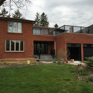 Aluminum Glass Railings for Rooftop Deck and Front Entrance