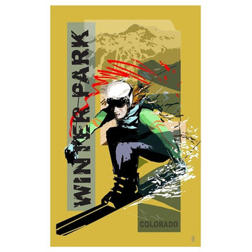 Mike Rangner Winter Park Colorado Extreme Skier Girl Art Print, 30"x45"