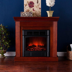 Holly & Martin&trade; Bastrop Petite Convertible Electric Fireplace-Mahogany - Indoor Fireplaces
