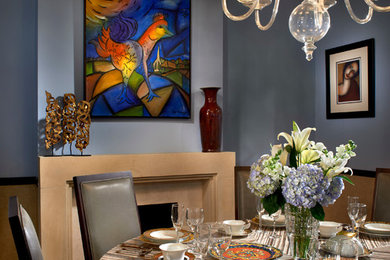Example of an eclectic dining room design in Chicago