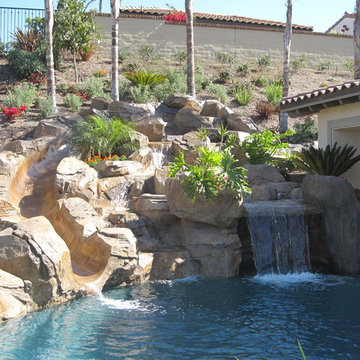 Rock waterfall, swim in cave