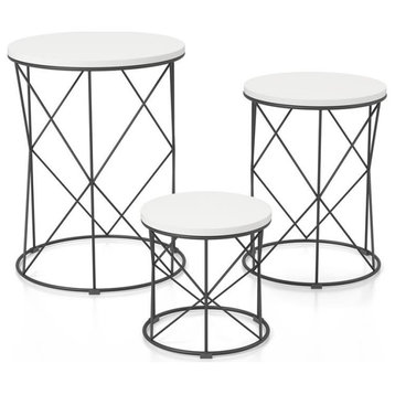 Furniture of America Nikova Contemporary Wood 3-Piece Nesting Tables in White