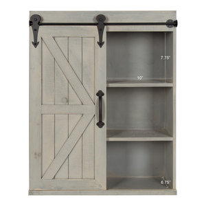 Wood Wall Storage Cabinet With Sliding Barn Door Farmhouse