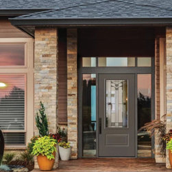 Masonite Performance Door System Belleville 1 Panel &frac34; Lite Exterior Fiberglass Door with decorative glass - Front Doors