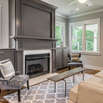 Living Room - Fireplace Hearth with Oriental White, Polished Tile