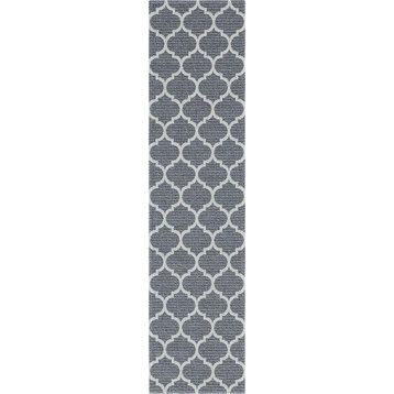 Unique Loom Taupe/Ivory Trellis Decatur Area Rug, Dark Gray/Ivory, 2'2x8'0
