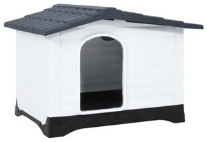 vidaXL Dog House Gray Polypropylene Pet Puppy Cabin House Dog Kennel Cage