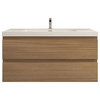 BTO 42" Wall Mounted Bath Vanity With Reinforced Acrylic Sink, Rose Wood