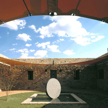 Modern Courtyard Back Entry in a Southwest Home