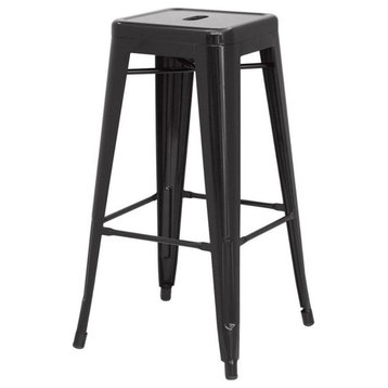 Pemberly Row 26.5" Backless Counter Stool in Black (Set of 4)