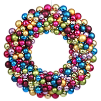 Plastic Ball Ornament Wreath, 24", Multicolored