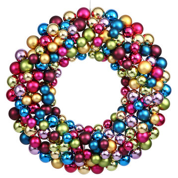Vickerman Plastic Ball Ornament Wreath, 24", Multicolored