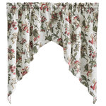 Ellis Curtain - Madison Floral 56"x36" Tailored Swag, Brick - Make a colorful, stylish statement in any room with this rich and beautiful floral. The tailored swag valance is made with 50-percent polyester/50-percent cotton duck fabric that creates a smooth draping effect, soft texture and easy maintenance. Each swag piece is constructed with a 1.5-inch header and 1.5-inch rod pocket. Sold in pairs (2 pieces) width measures 56-inches (both 28-inch panels together), while length measures 36-inches from top stitch down. For wider windows simply add the coordinating tailored valance to the look. Easy care machine washable.