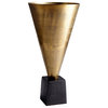 Monroe Hollywood Regency Antique Brass Metal Vase - Small