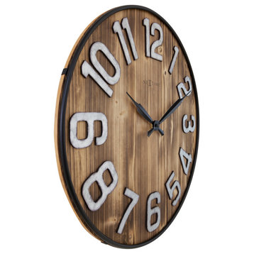 Aberdeen 20" Wooden Wall Clock With Metal Numbers