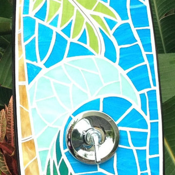 Surfboard shower, mosaic
