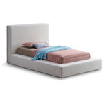Meridian Furniture - Terra Boucle Fabric Upholstered Bed, Cream, Twin - Go for an impressive new look in the bedroom with this Terra boucle fabric bed. This low-profile bed features a slightly high headboard along with thick side rails and footboard-all upholstered in rich cream boucle fabric for a luxe look you'll fall in love with. This contemporary bed is bound to cause a stir in the master suite or other bedroom where it instantly becomes the star of the show when paired with the furnishings of your choice.