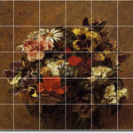 Picture-Tiles.com - Henri Fantin-Latour Flowers Painting Ceramic Tile Mural #84, 72"x60" - Mural Title: Bouquet Of Flowers3